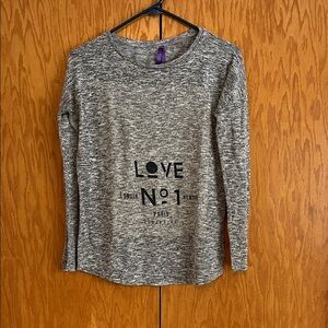 Gray Long Sleeve Love No.1 Sweater